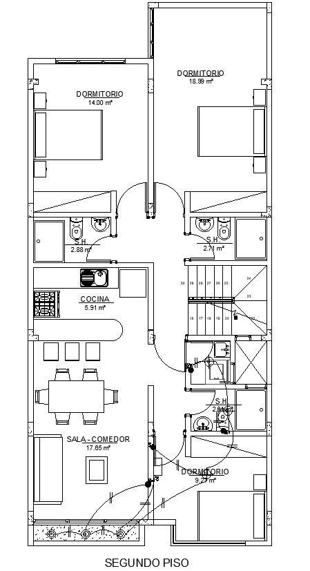 Electrical outlet of second floor design in detail AutoCAD 2D drawing ...