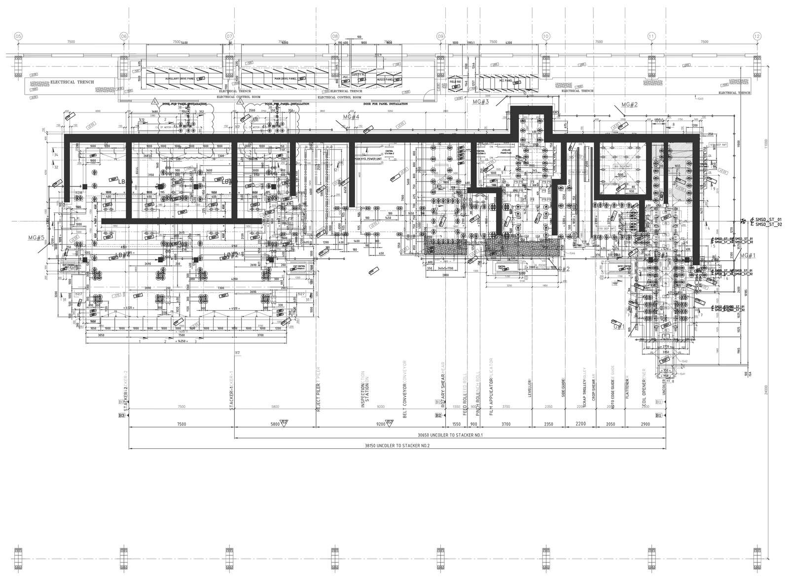 Electric layout for commercial building with electrical control room ...