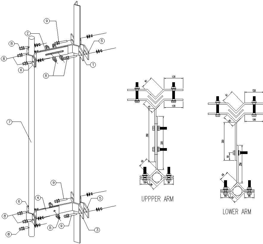 Electric Pole Fittings Design With Detail Autocad Drawing Cad File