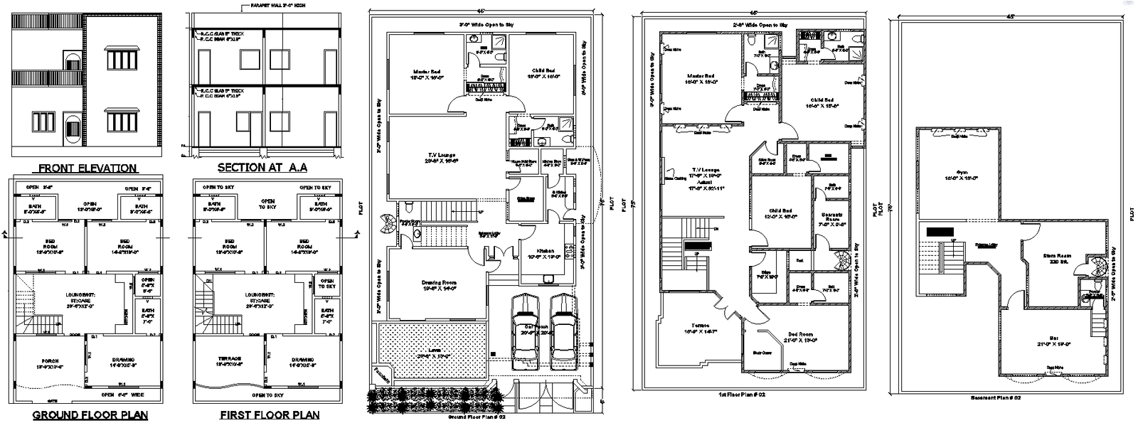 Elegant Contemporary 2-House Plan | DWG AutoCAD Design - Cadbull