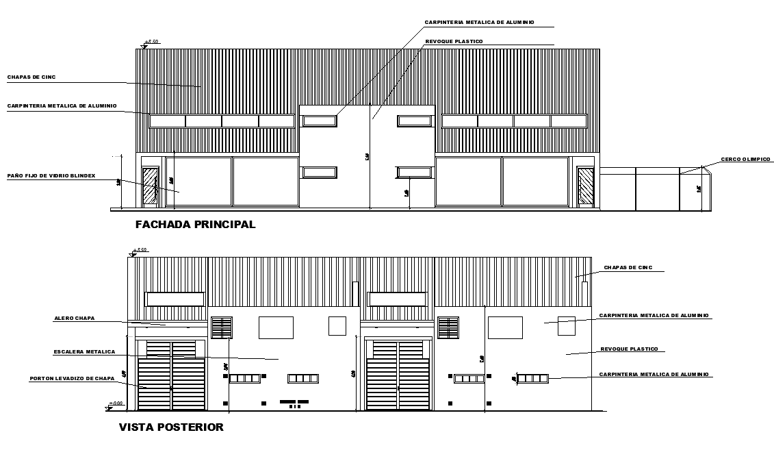 Elevation Factory plan detail dwg file - Cadbull