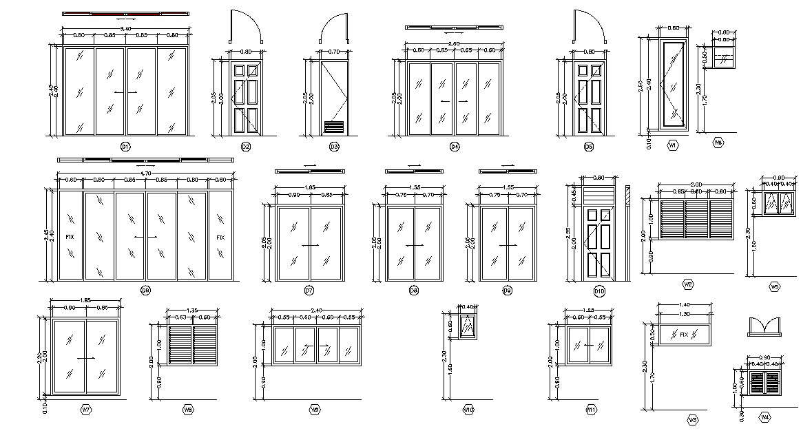 Elevation Of Door-Window CAD File Free - Cadbull