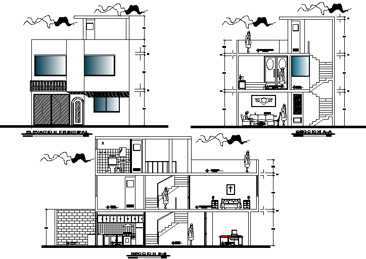 Elevation And Section Detail Dwg File - Cadbull