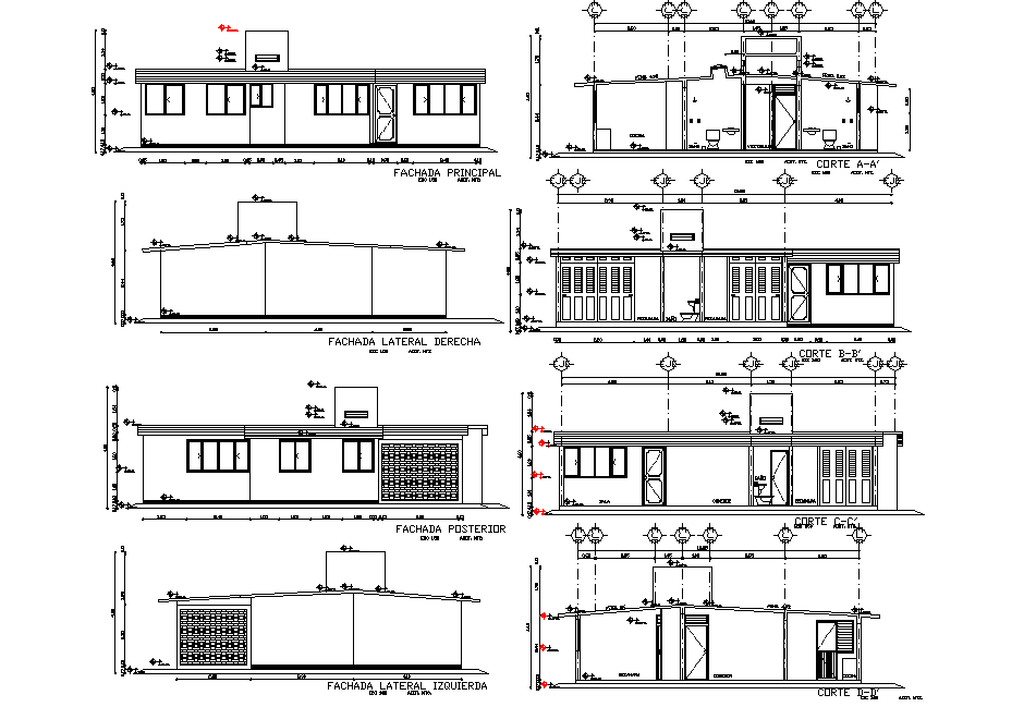 Elevation and section house executive project autocad file