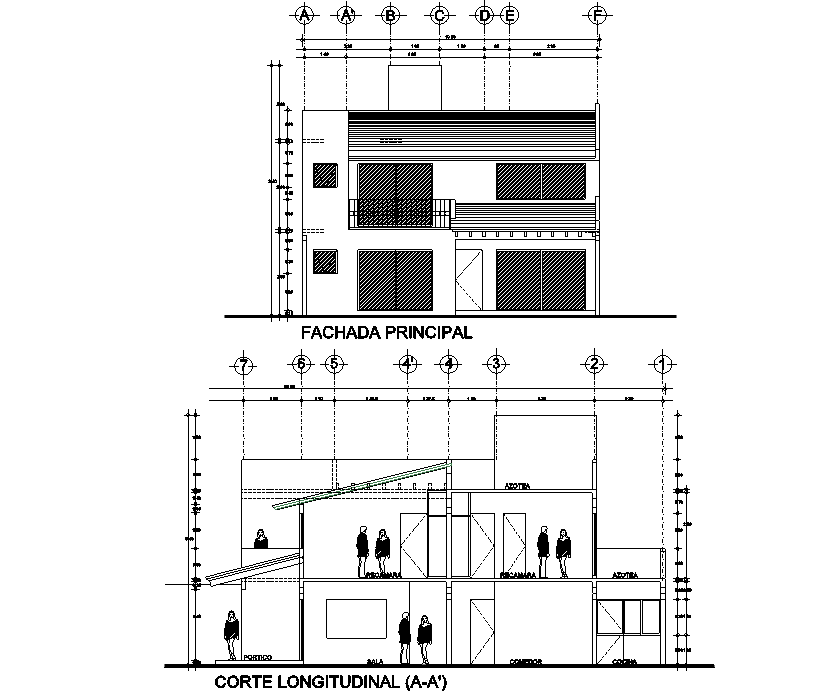 Elevation And Section House Plan Detail Dwg File Cadbull