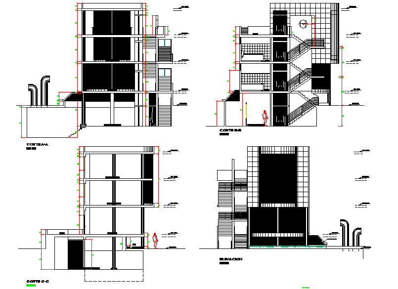 Elevation and section plan detail dwg file - Cadbull