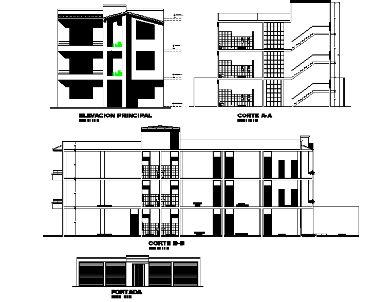 Elevation and section wall detail dwg file - Cadbull