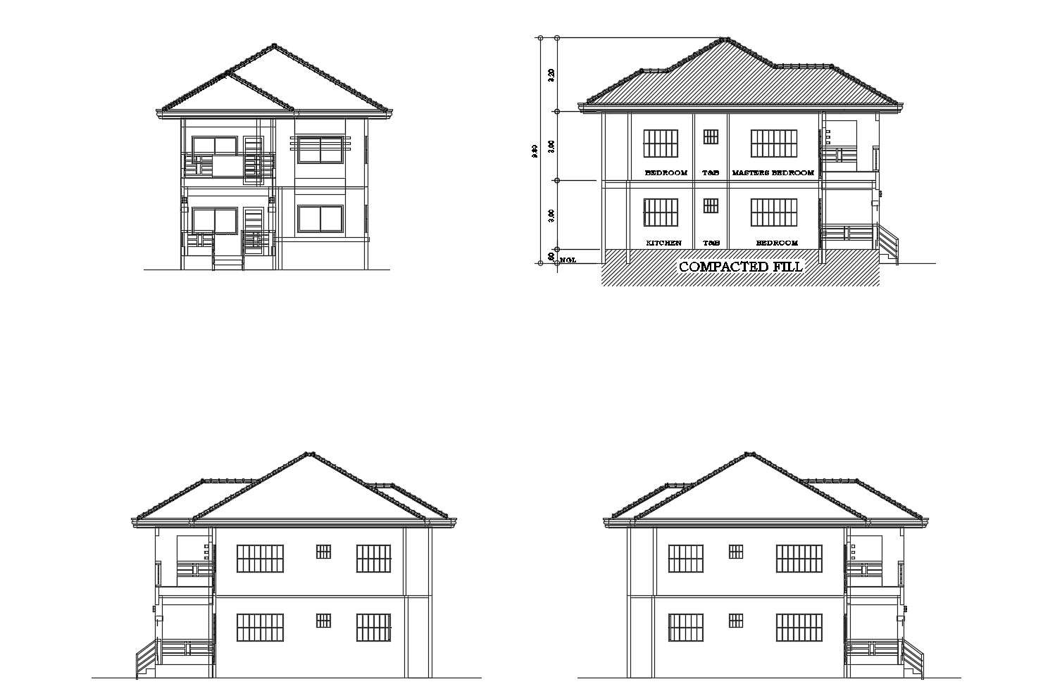 Elevation Drawing Of Storey House In Dwg File Cadbull