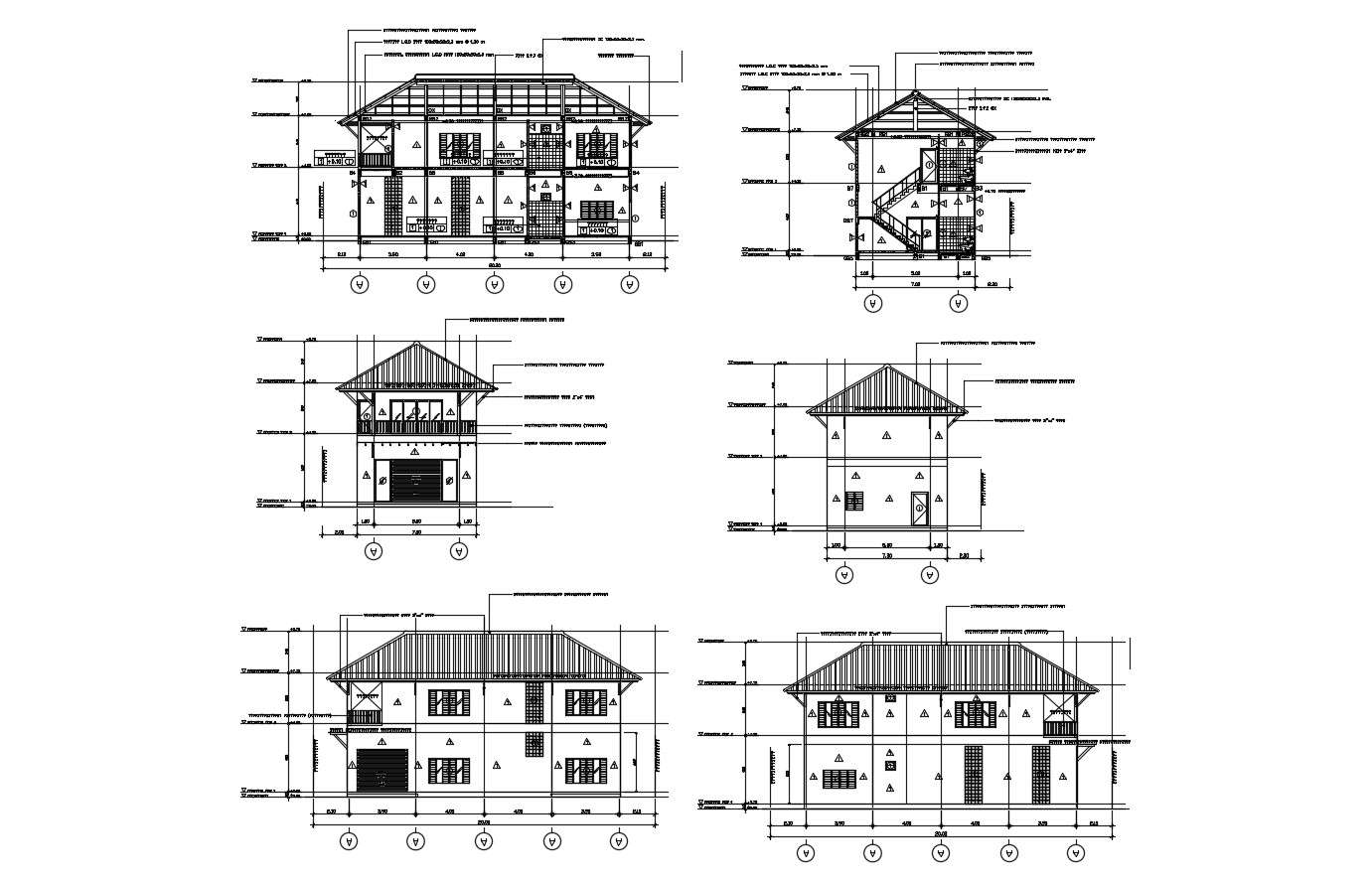 Elevation drawing of a house with detail dimension in dwg file Cadbull