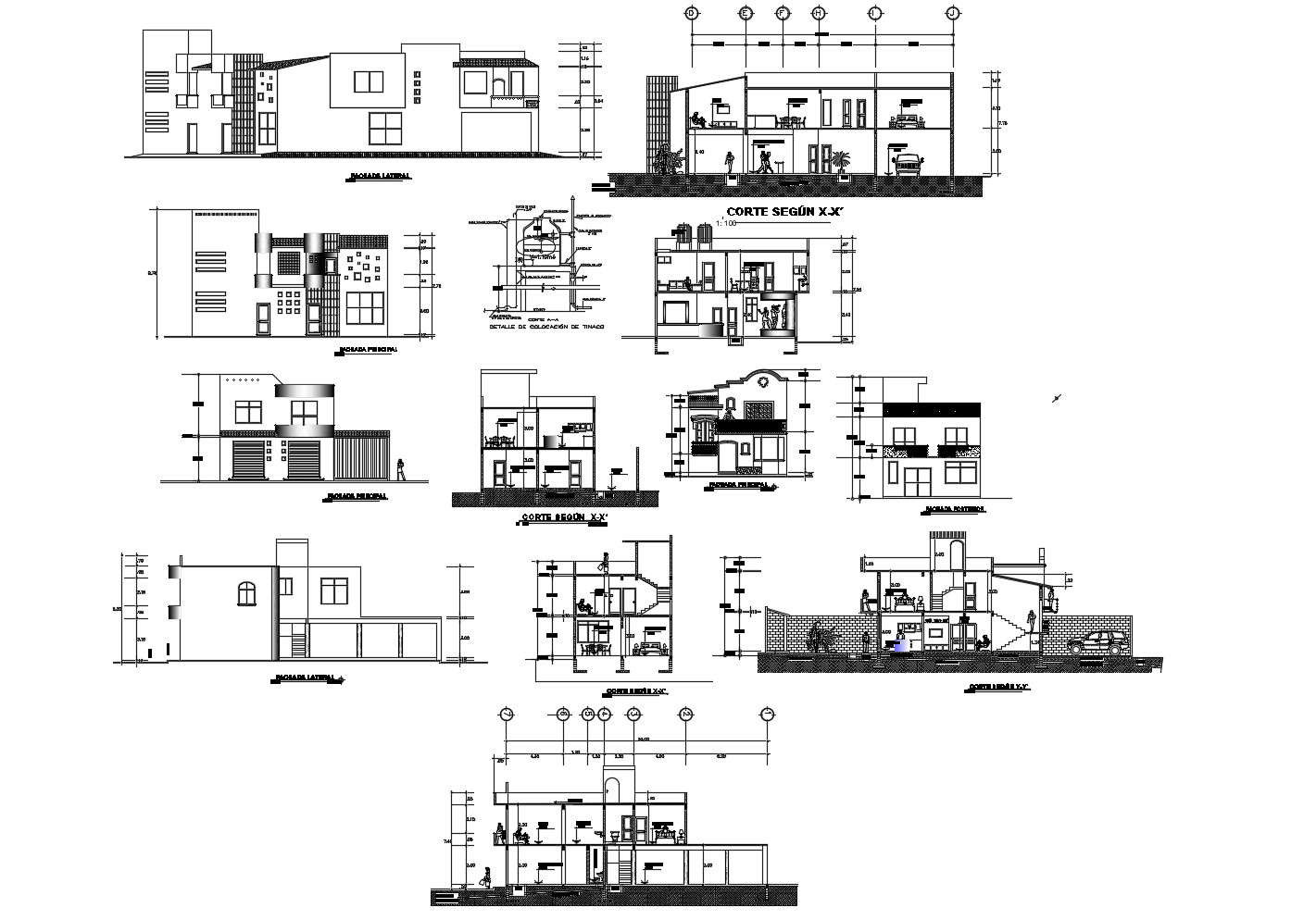 Elevation drawing of a house with detail dimension in dwg file - Cadbull