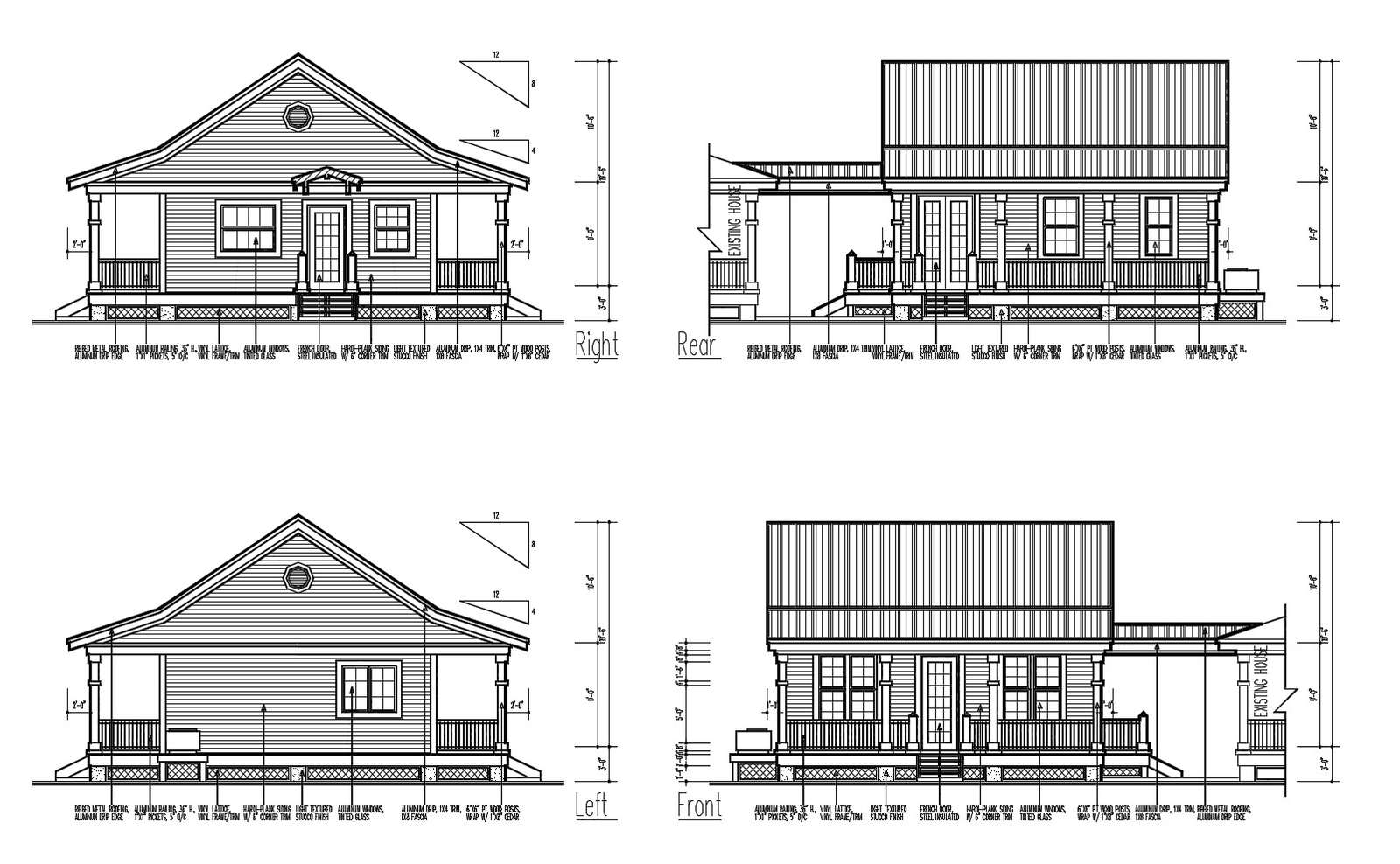 Elevation drawing of a house with detail dimension in dwg file - Cadbull