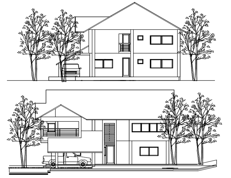Elevation drawing of house design in autocad which provide detail of north elevation...