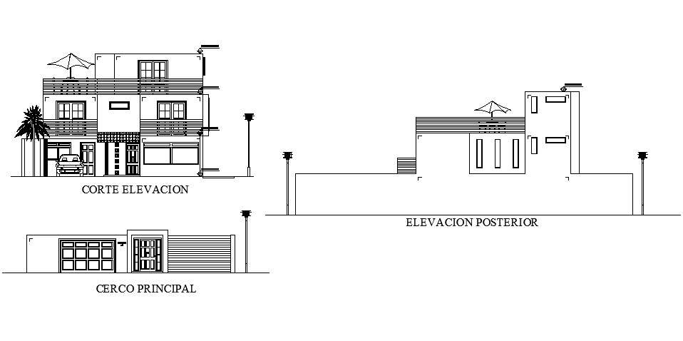 Elevation drawing of the bungalow with detail dimension in AutoCADv ...