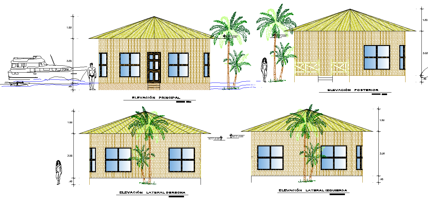 Elevation home plan detail dwg file - Cadbull