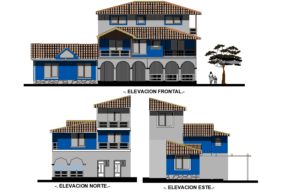 Elevation home plan detail dwg file - Cadbull