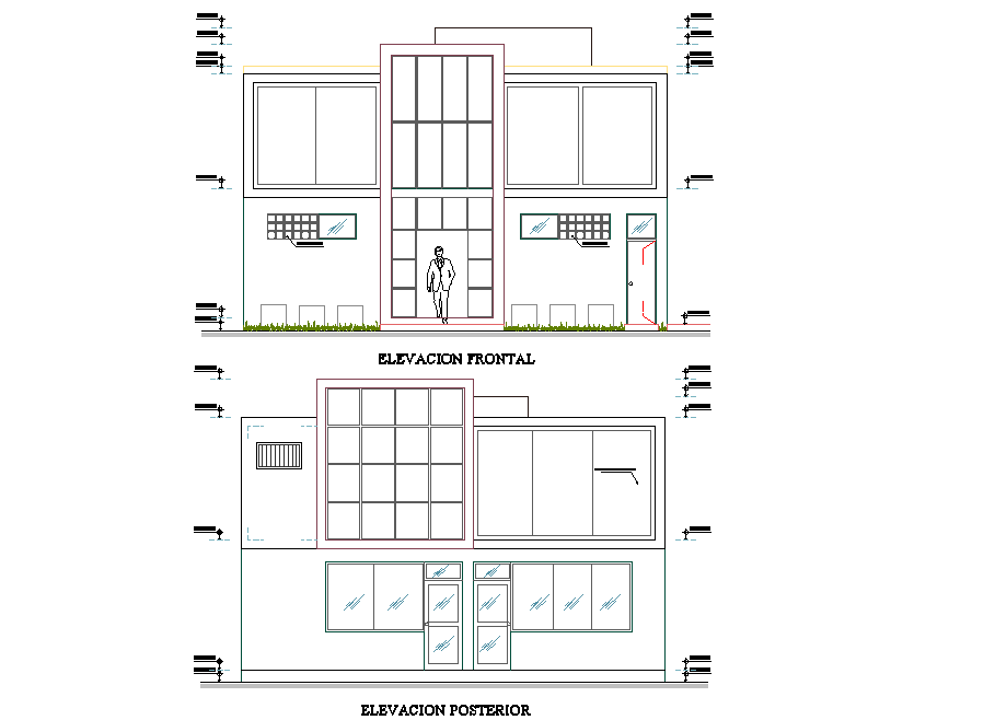 Elevation House Plan Detail Dwg File Cadbull