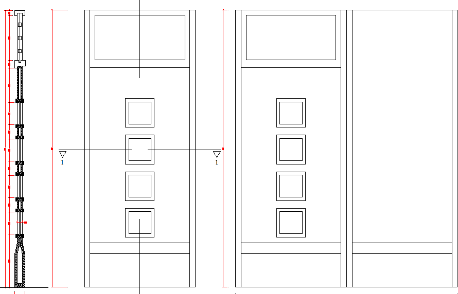 Elevation of a single door dwg file - Cadbull