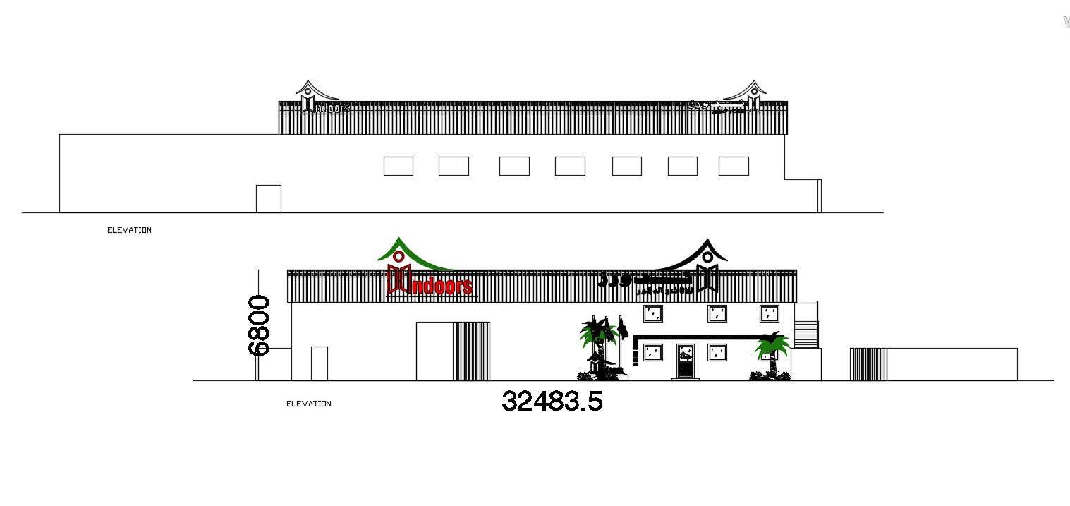 Factory elevation design in DWG file - Cadbull