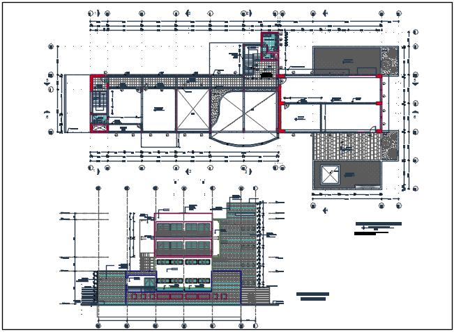 Elevation plan and center line plan detail dwg file - Cadbull