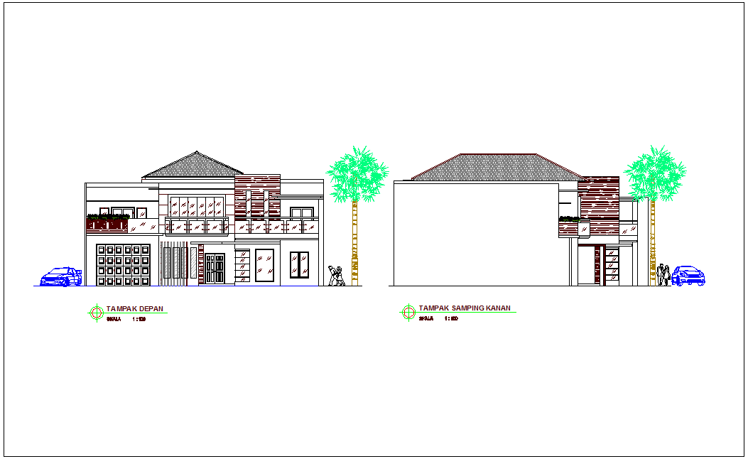 Elevation With Different Axis View For Office Building Dwg File Cadbull