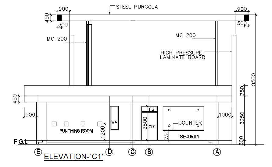 Elevation C1 of factory in detail AutoCAD drawing, dwg file, CAD file ...