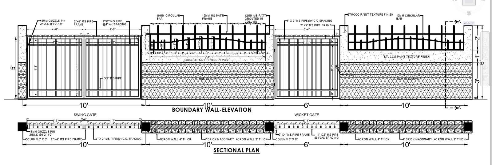 Elevation Details of Boundary Wall CAD Drawing in DWG File - Cadbull