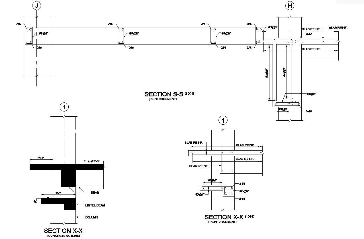 Elevation Layout File for Detailed Column and Beam Section CAD Drawing ...