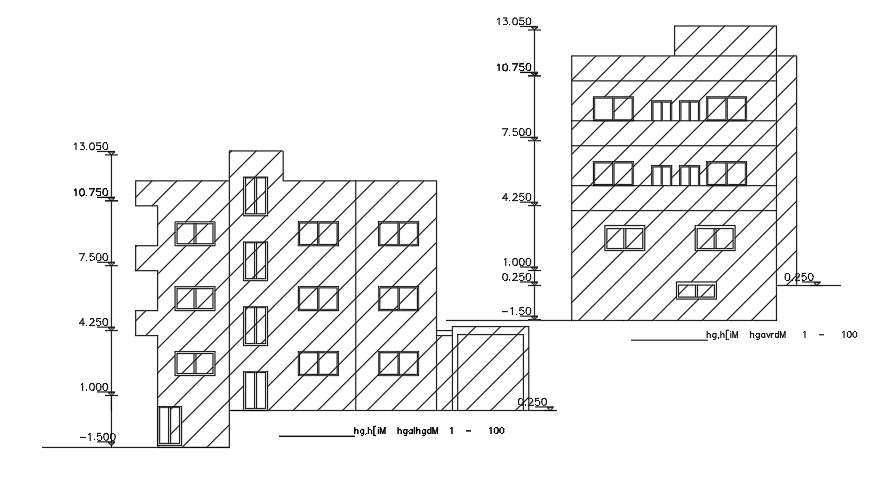 Elevation Of 20x15 Meter Apartment DWG File - Cadbull