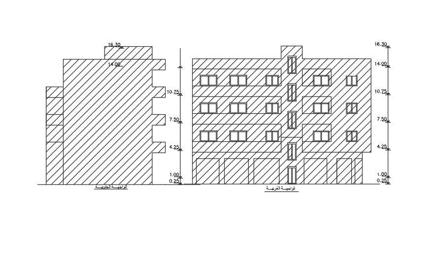 Elevation Of 21x14 Meter House AutoCAD File Download - Cadbull