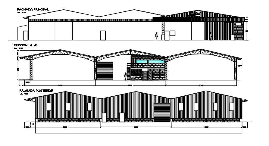 Elevation detail drawing of industrial plant specified in this AutoCAD ...