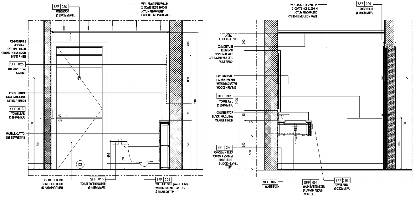 Elevation Of Bathroom With Flooring And Finishes Detail Dwg Autocad File Cadbull