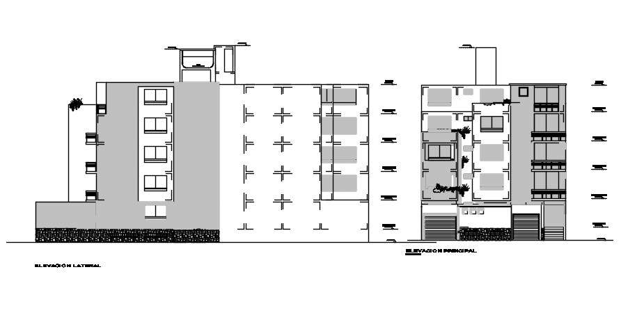 Elevation of of 13x30m multifamily residential building plan is given ...
