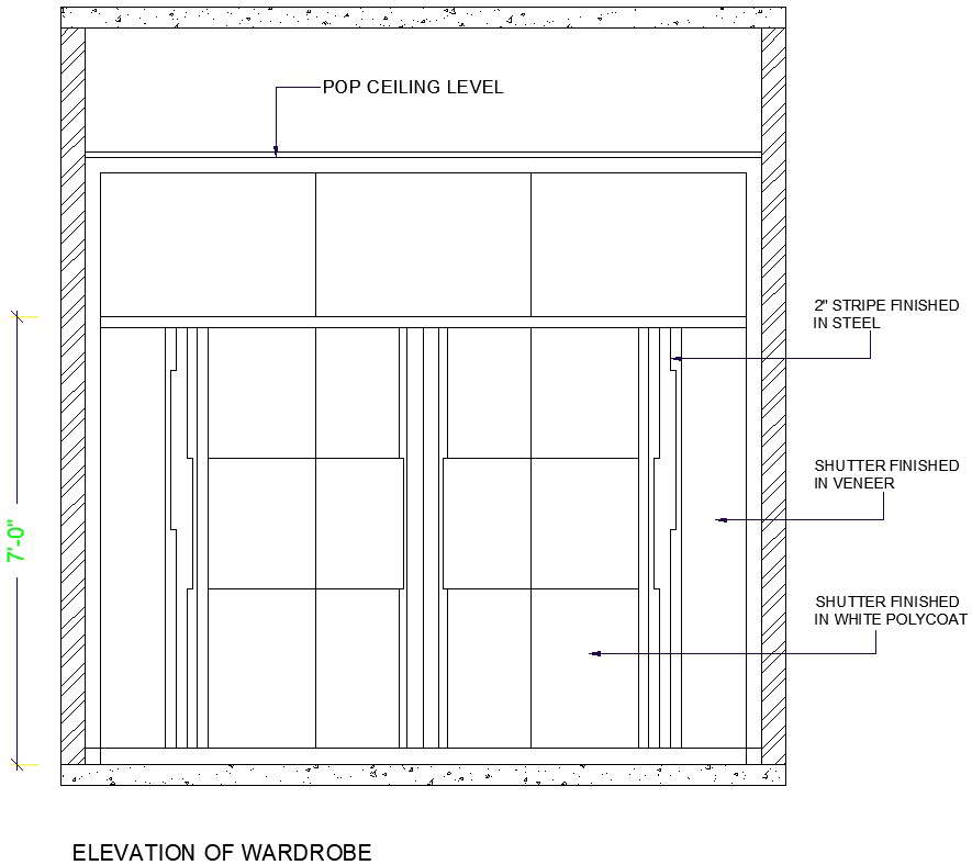 Elevation Of Wardrobe - Cadbull