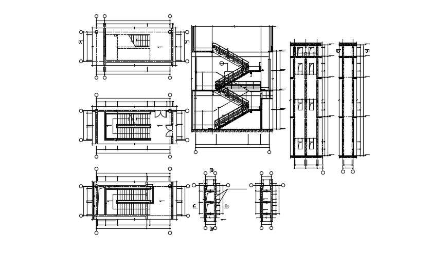 Elevator and Staircase Structure Design CAD Drawing - Cadbull