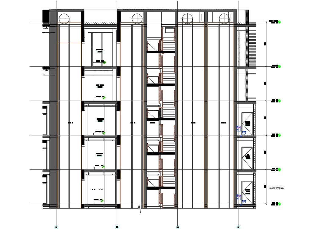 Elevator section of the hotel building details are given in the autocad ...