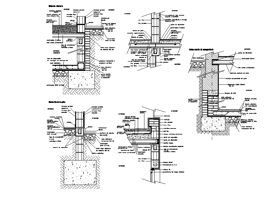 Encuentro muro piso details are given in this 2D Autocad DWG drawing ...