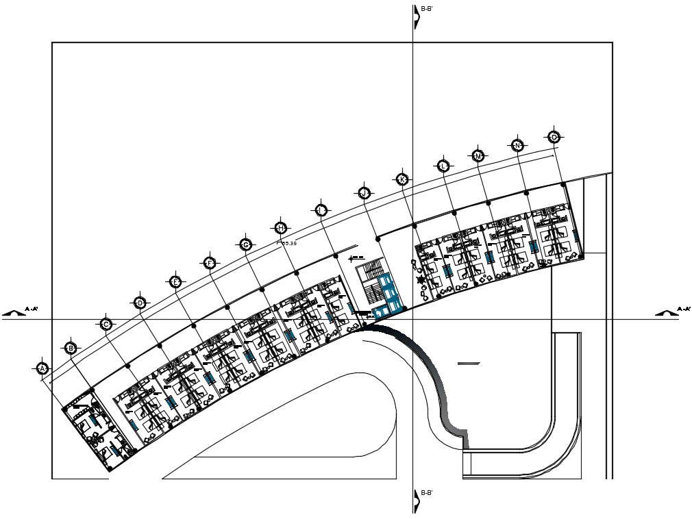 Enlarged office floor plan detail defined in this file. Download this 2d autocad drawing file