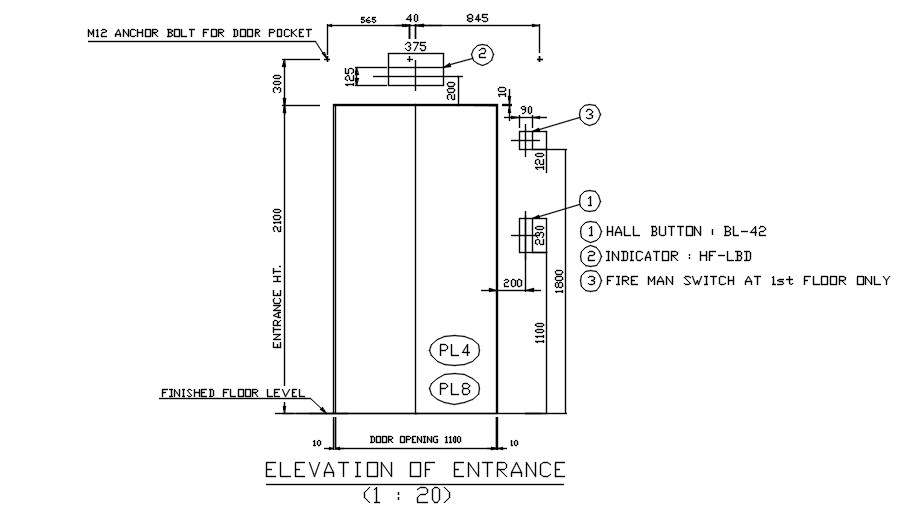 Entrance door Elevation and the sectional design are given in this ...