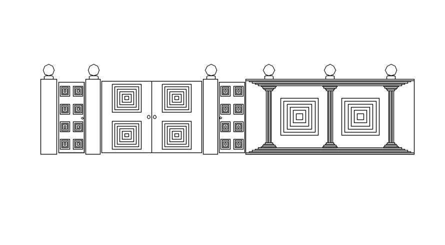 Entrance Gate And Wall Block In Autocad Dwg File Cadbull 1532