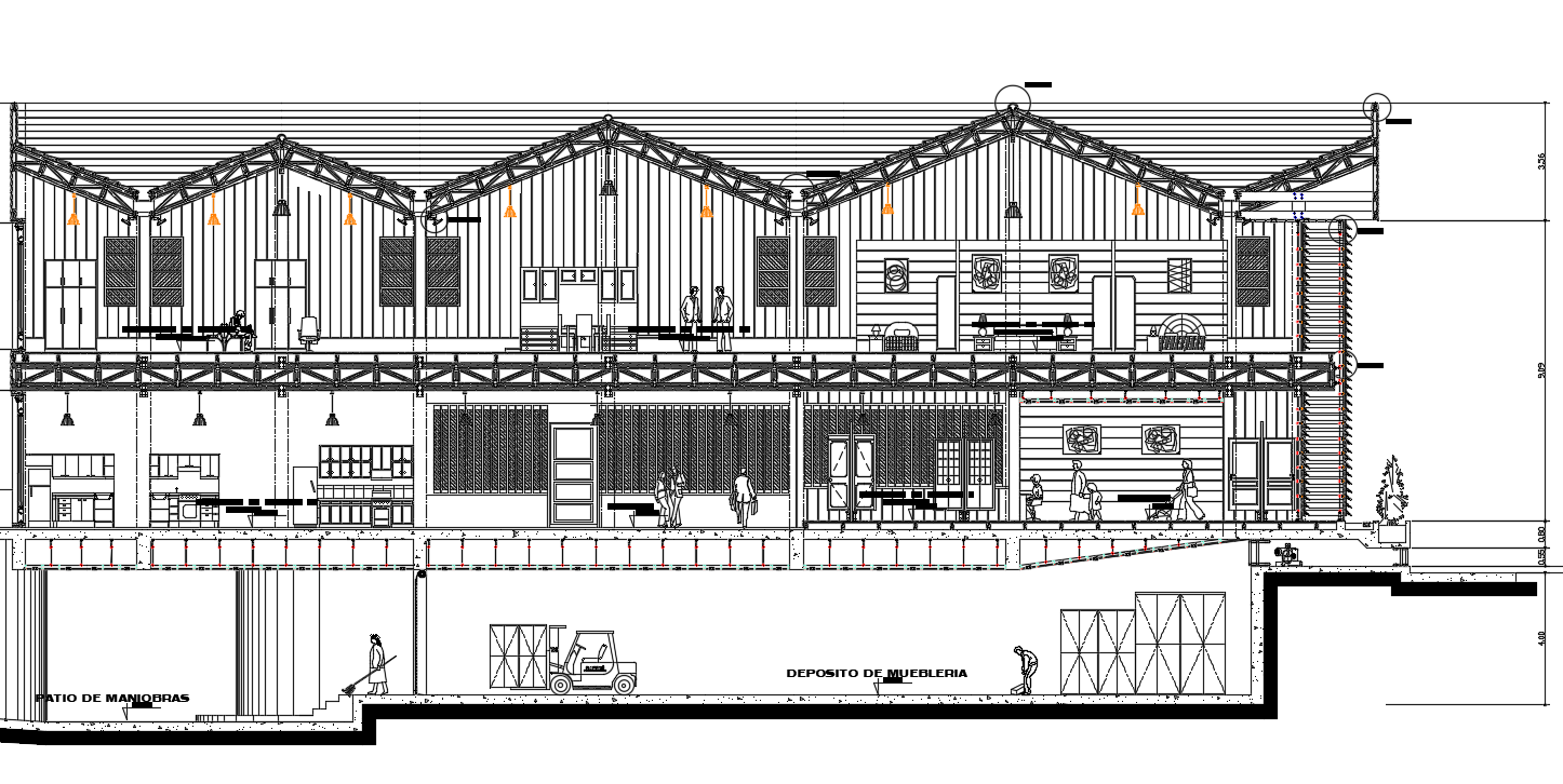 Exhibition Corporate Building Section Cad Drawing Dwg File Cadbull