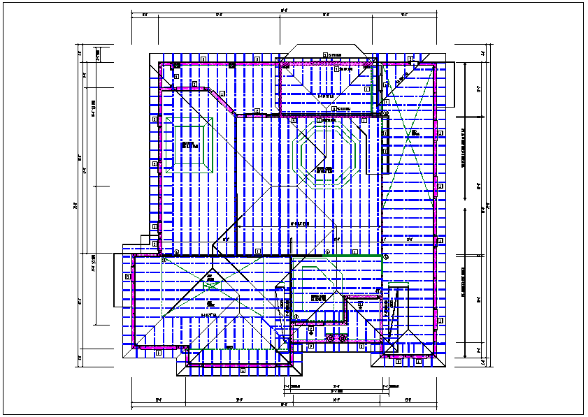 Existing structure roof plan with foundation plan layout