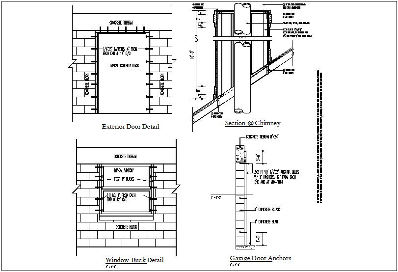 Exterior door and buck window detail view dwg file - Cadbull