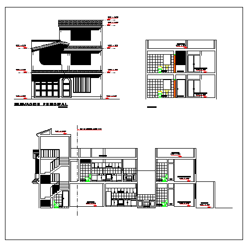 Exterior elevation of a house dwg file - Cadbull