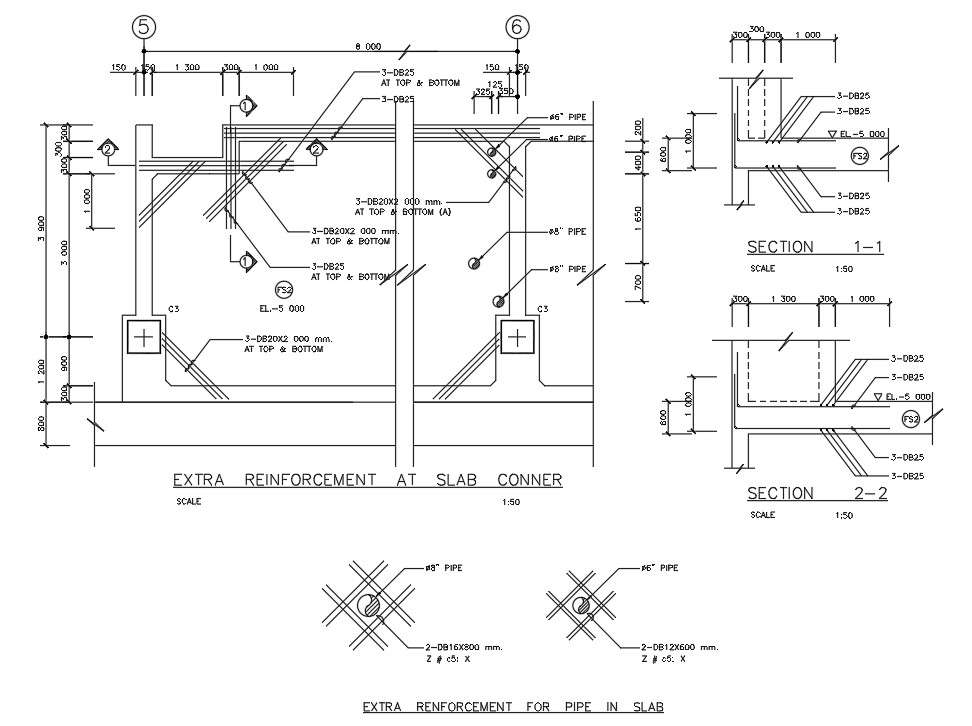 Extra Reinforcement at slab conner section details is given in this ...