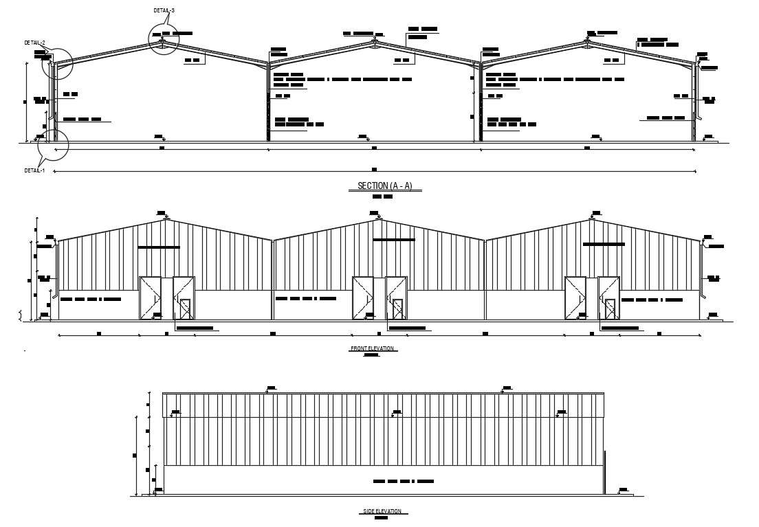 Factory Long Span Structure Elevation Design DWG File - Cadbull