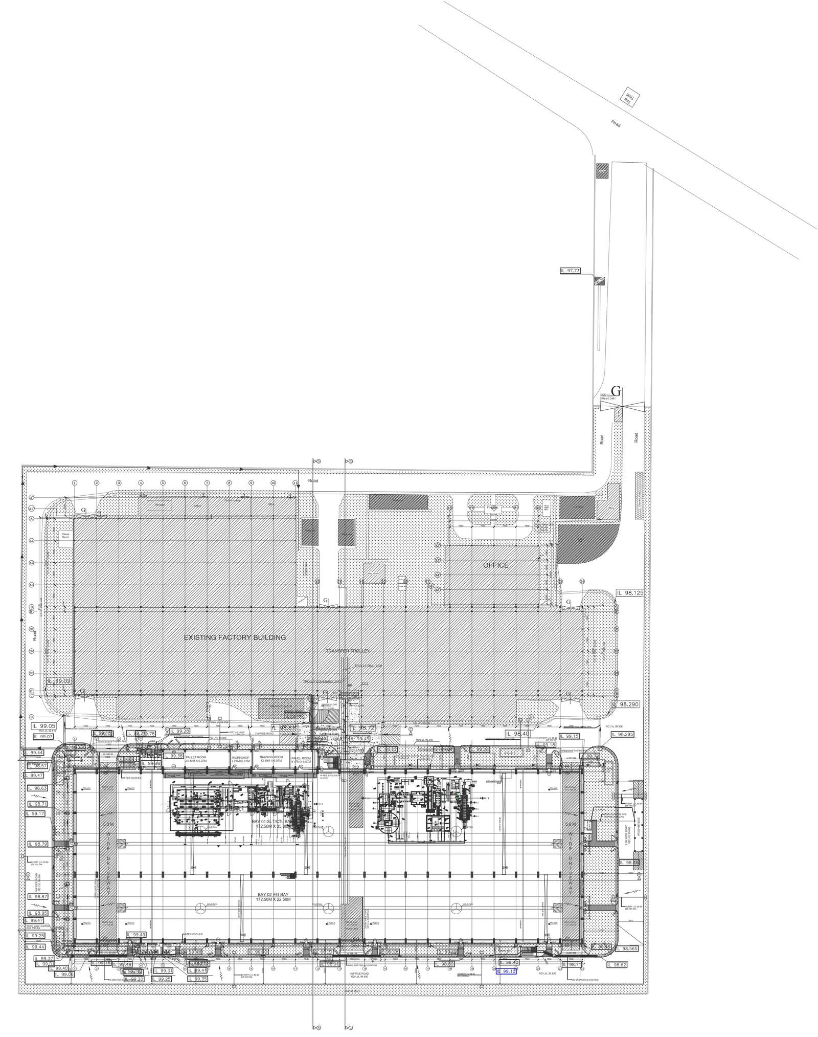 Factory building with workshops and offices area detailed floor plan ...