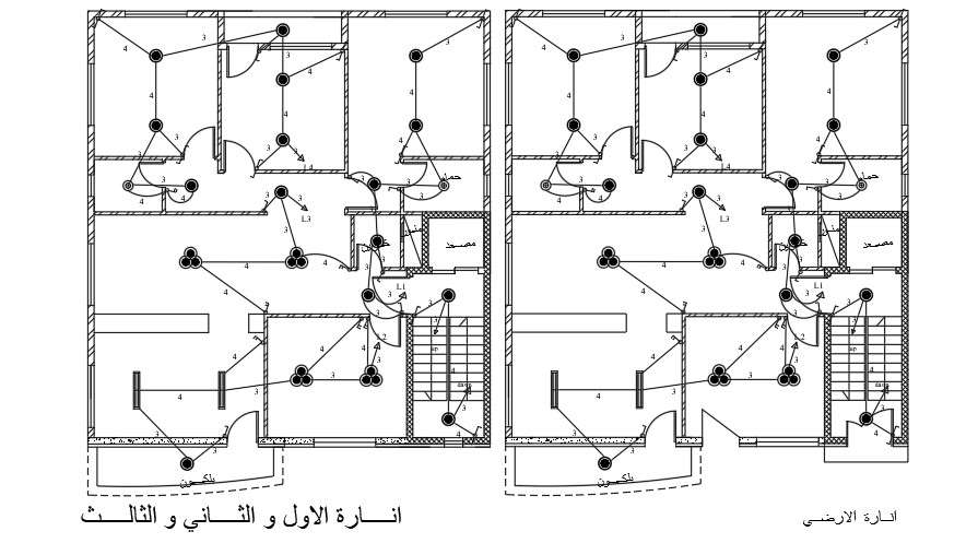 Fan Plan Of 13x14 Meter Second And Third Floor Apartment AutoCAD Layout ...