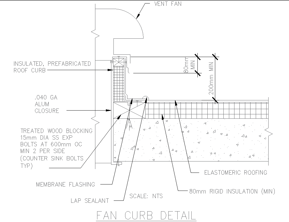 Fan curb detail dam detail with vent fan dwg autocad detail drawing ...