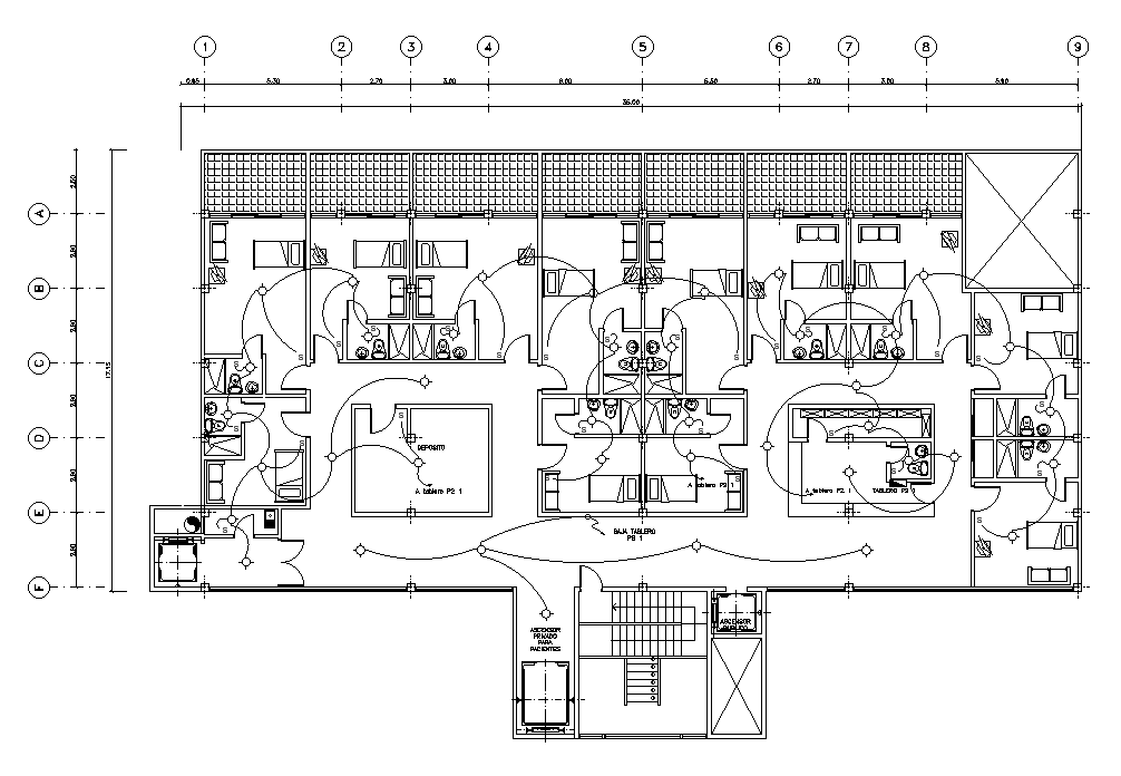 Fan Unit Of The 35x18m Hospital Second Floor Plan Is Given In This Autocad Drawing Model 4063