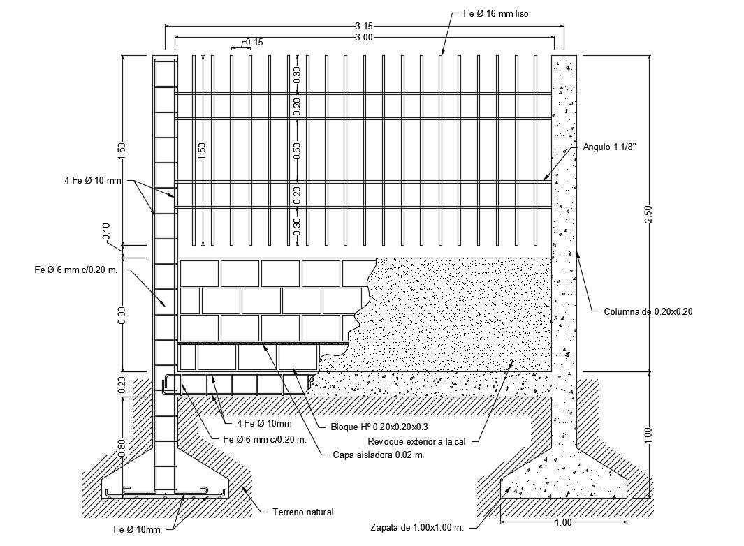 Fence Section And Construction Details With Footing Dwg File Cadbull